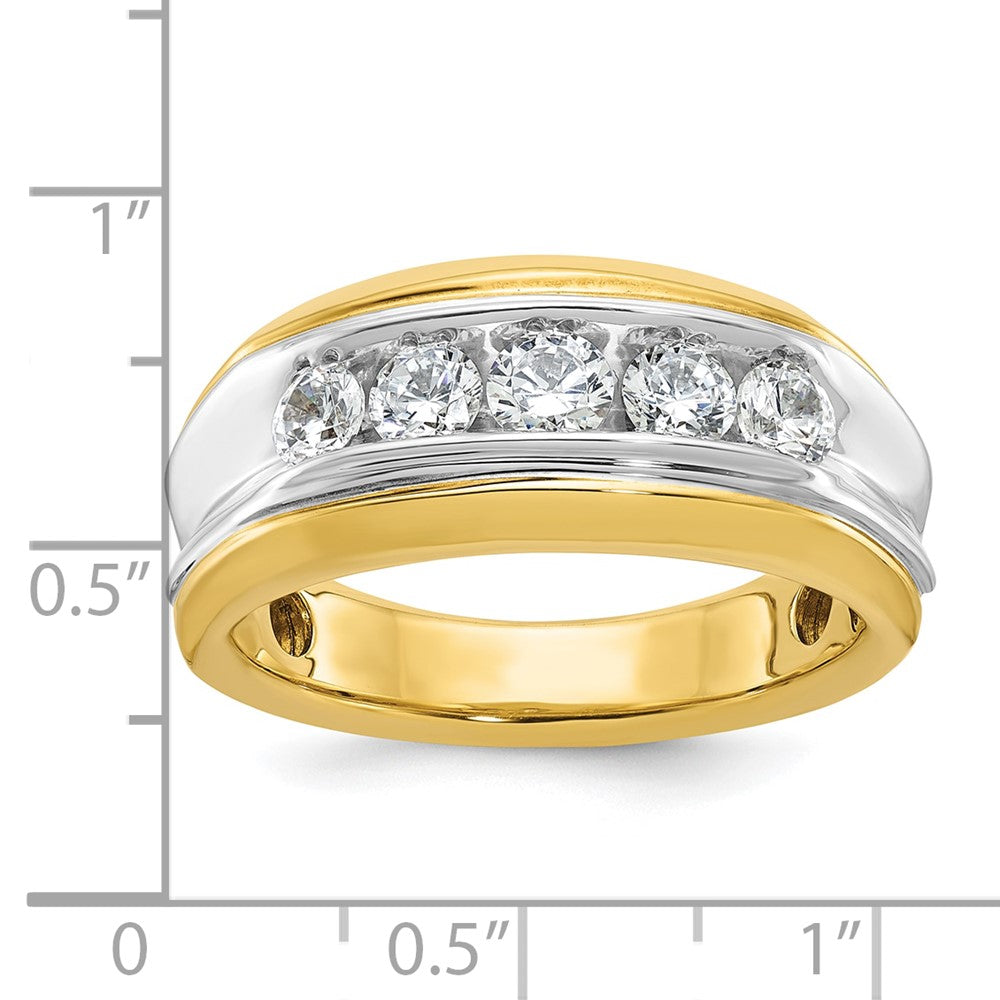 14ktt IBGoodman Men's Polished & Grooved 5-Stone Diamond Ring