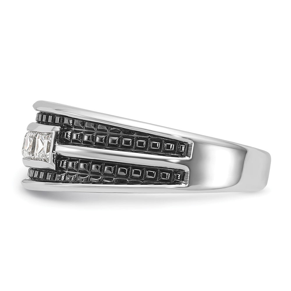 14k White Gold IBGoodman Men's Polished & Textured 5-Stone Ring Mtg