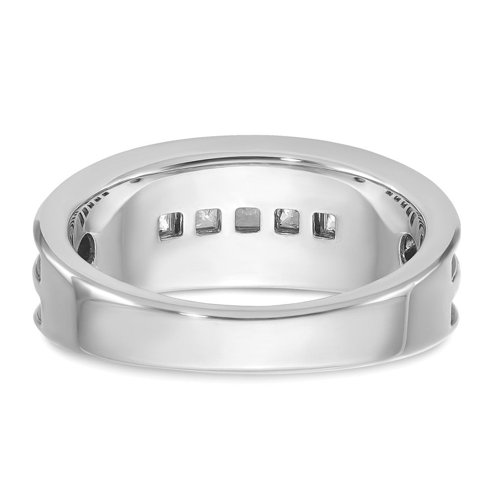 10k White Gold IBGoodman Men's Polished & Textured 5-Stone Ring Mtg