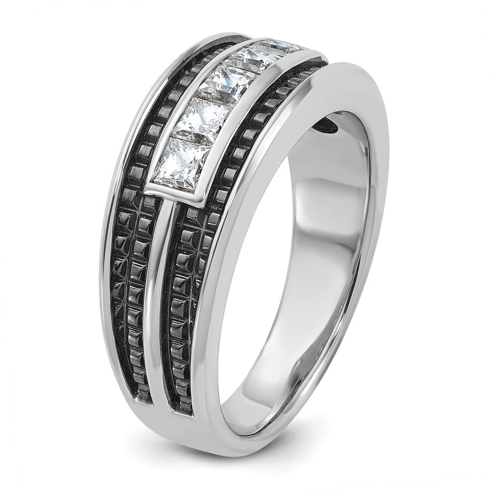 10k White Gold IBGoodman Men's Polished & Textured 5-Stone Ring Mtg
