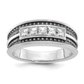14kw w/ Black RH IBGoodman Men's Textured Square 5-Stone Dia Ring