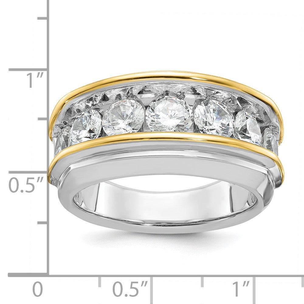 14k Two-tone IBGoodman Men's Polished 7-Stone Diamond Ring