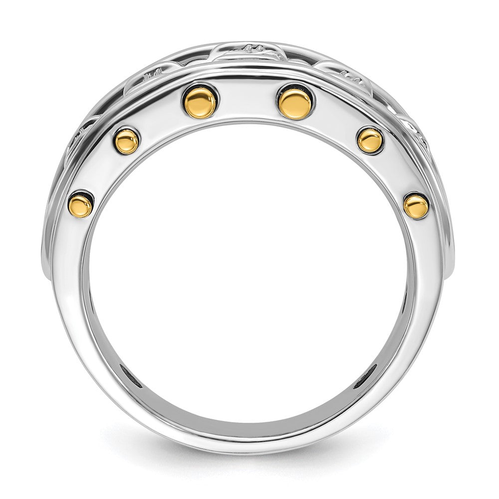 14k Two-tone IBGoodman Men's Polished and Cut-Out 5-Stone Ring Mtg
