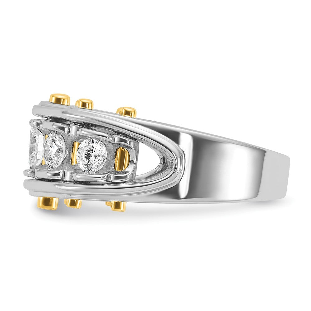 14k Two-tone IBGoodman Men's Polished and Cut-Out 5-Stone Ring Mtg