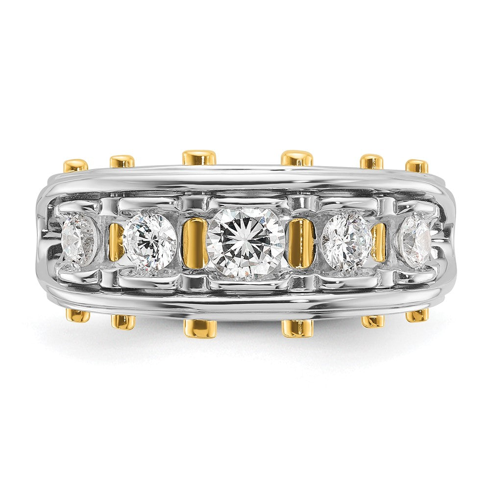 14k Two-tone IBGoodman Men's Polished and Cut-Out 5-Stone Ring Mtg