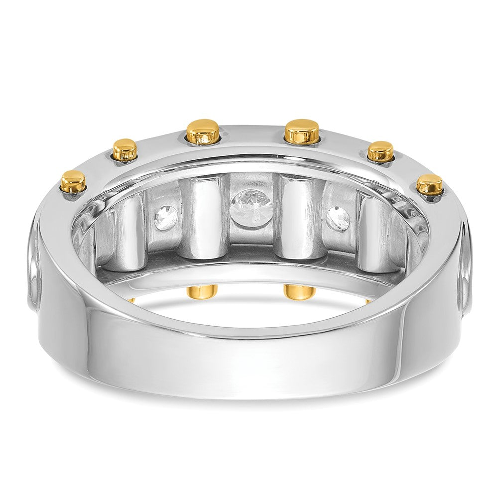 14k Two-tone IBGoodman Men's Polished and Cut-Out 5-Stone Dia Ring