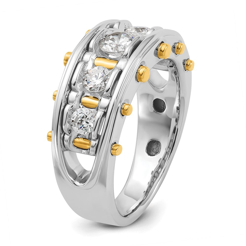 14k Two-tone IBGoodman Men's Polished and Cut-Out 5-Stone Dia Ring