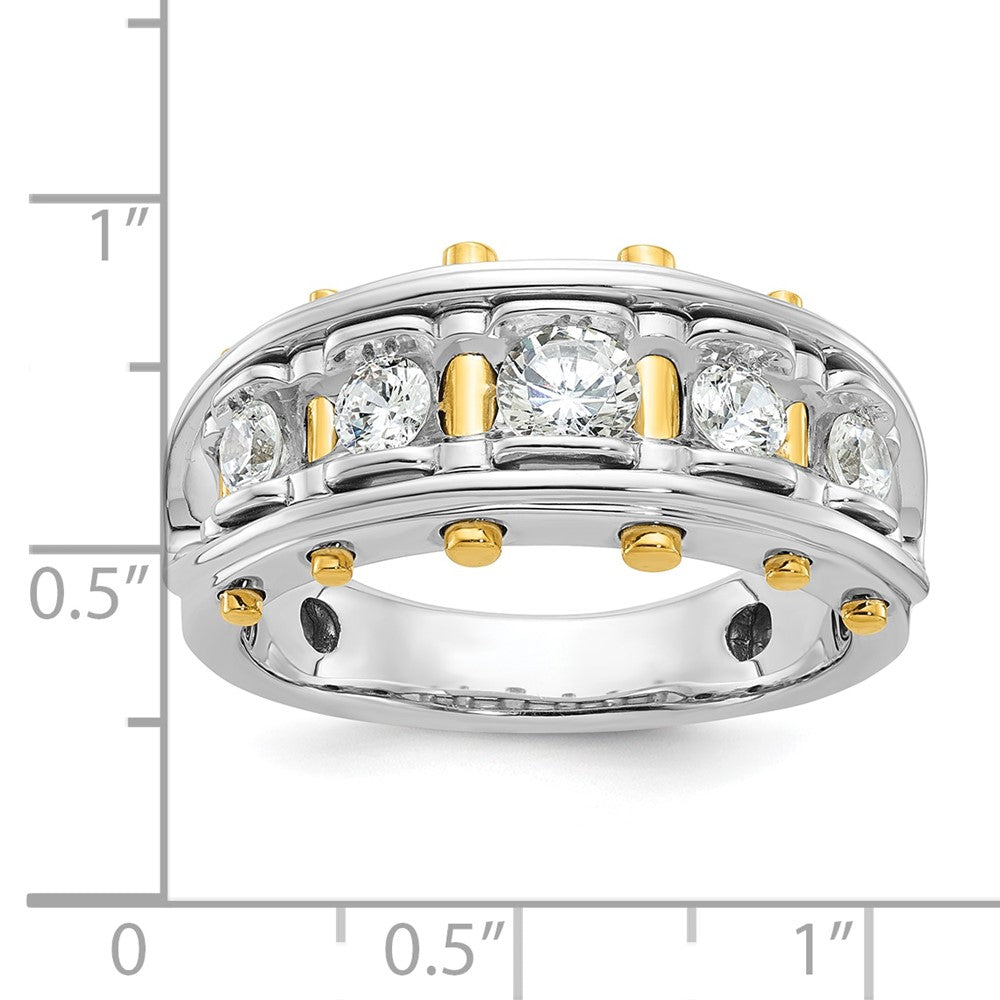 14k Two-tone IBGoodman Men's Polished and Cut-Out 5-Stone Ring Mtg