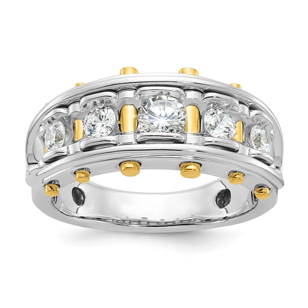 14k Two-tone IBGoodman Men's Polished and Cut-Out 5-Stone Ring Mtg