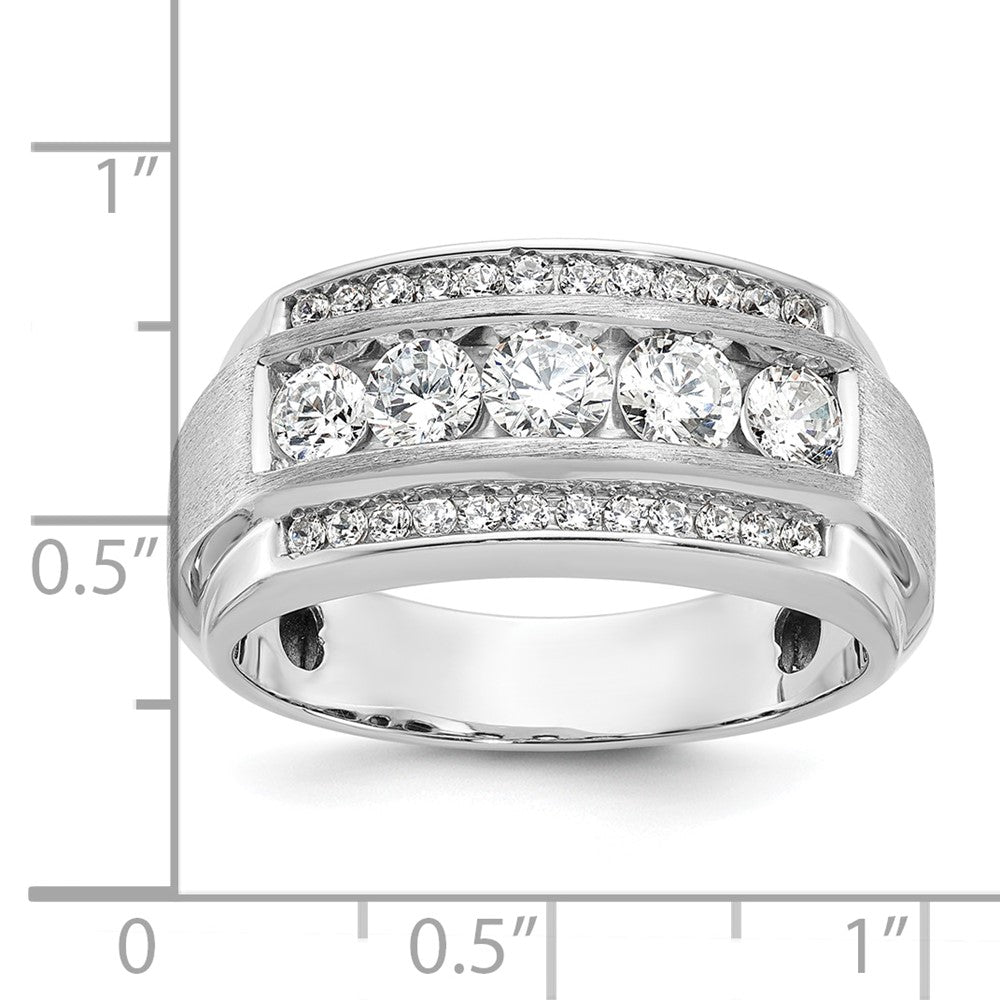 14k White Gold IBGoodman Men's Polished & Satin 3-Row Ring Mounting