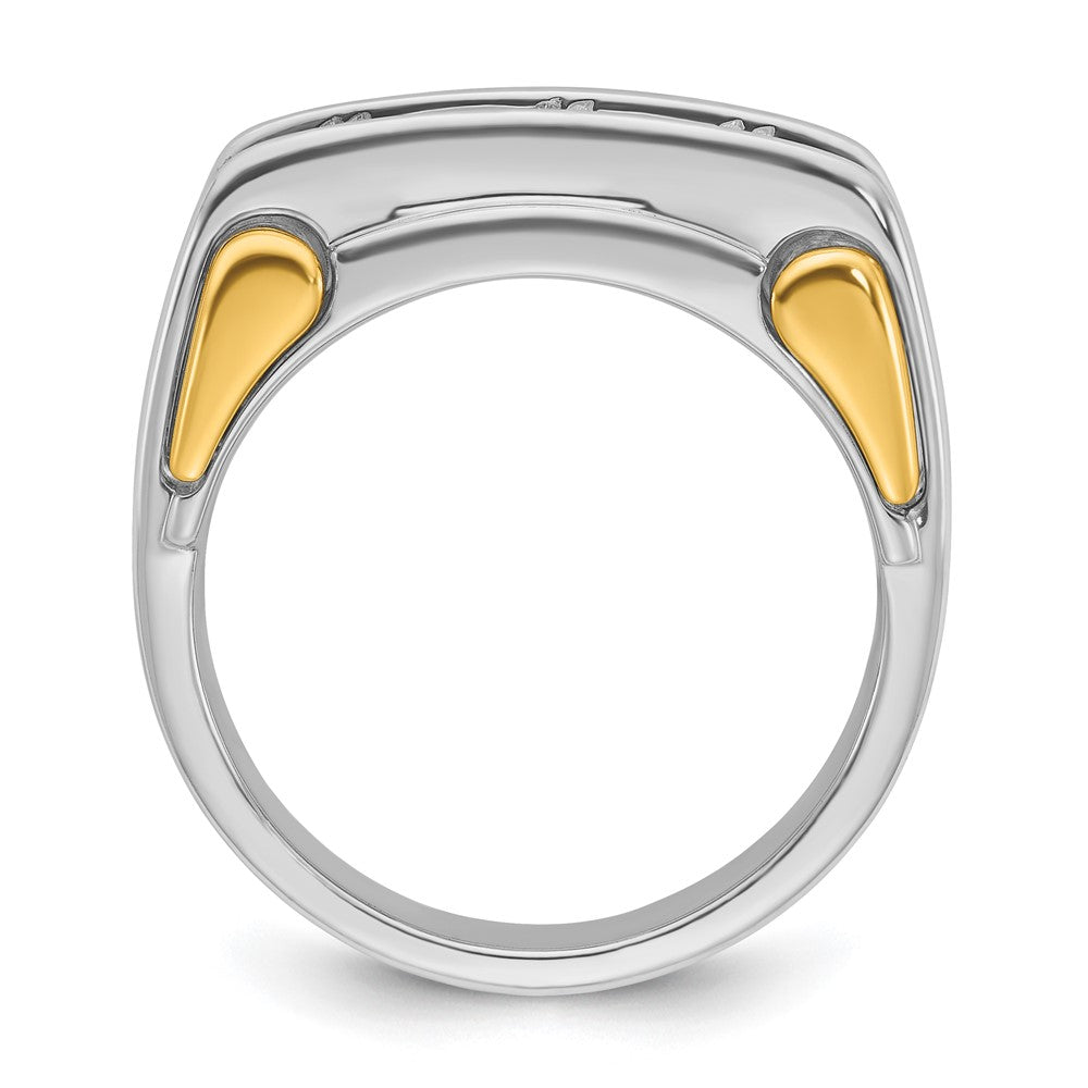 14k Two-tone IBGoodman Men's Polished 3-Stone Ring Mounting