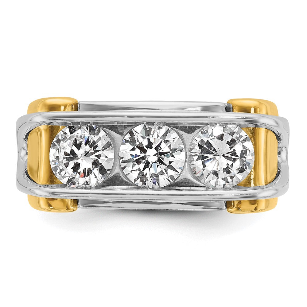 14k Two-tone IBGoodman Men's Polished 3-Stone Ring Mounting