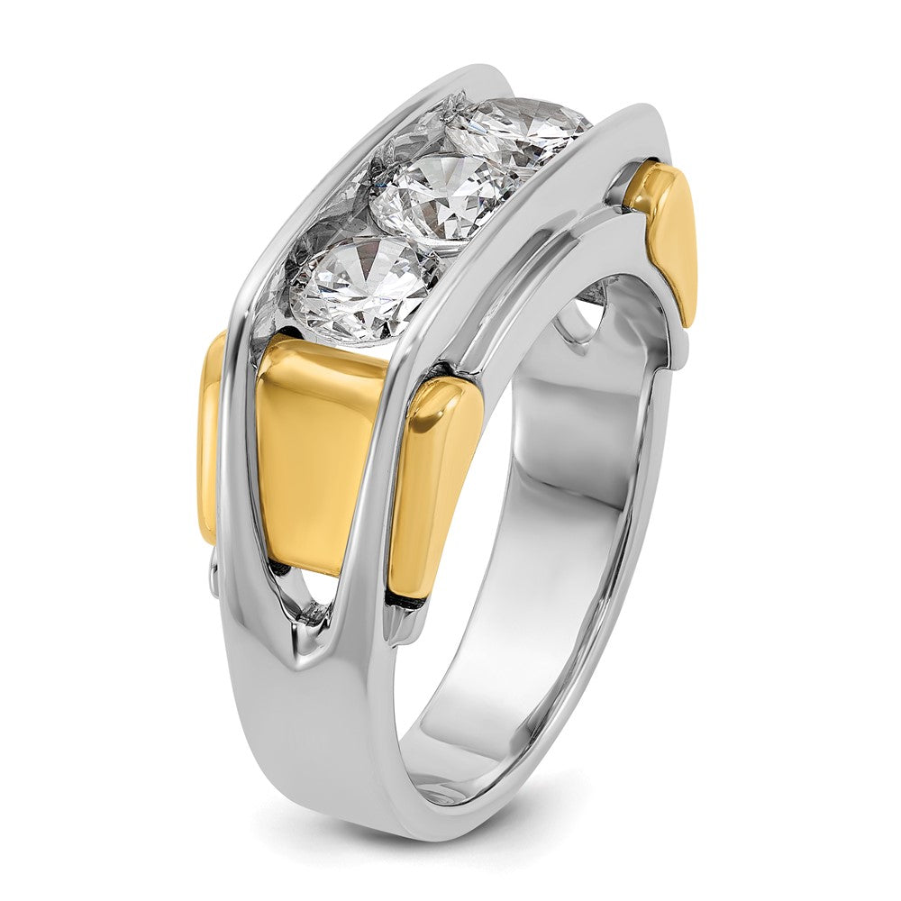 14k Two-tone IBGoodman Men's Polished 3-Stone Ring Mounting