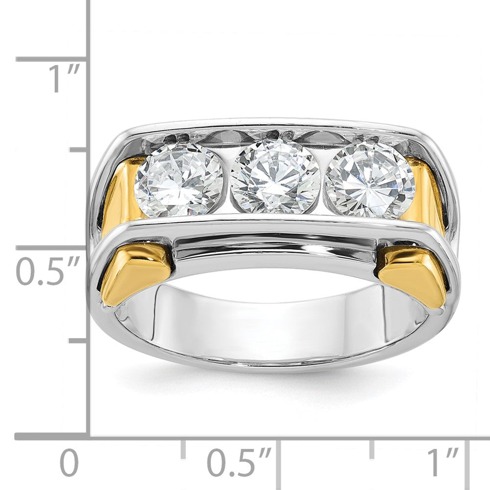 14k Two-tone IBGoodman Men's Polished 3-Stone Ring Mounting