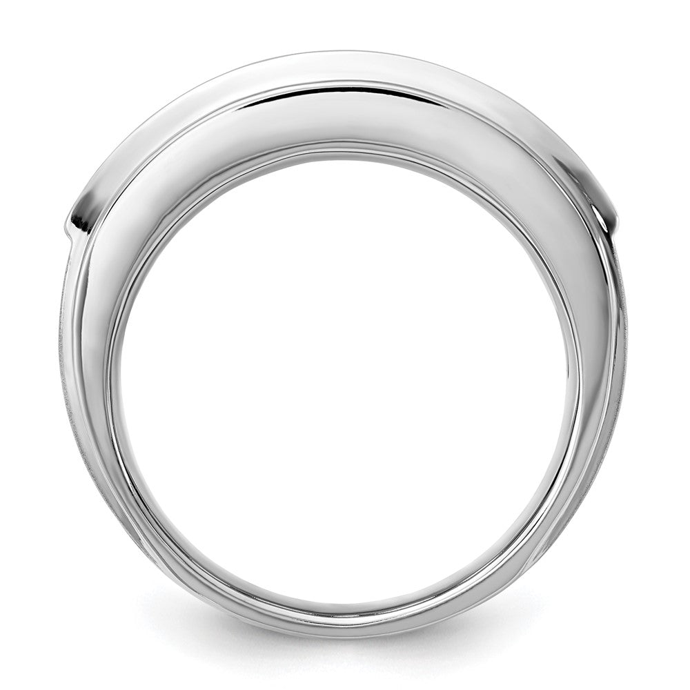 14k White Gold 5 Stone Polished Brushed and Grooved Men's Ring Mounting