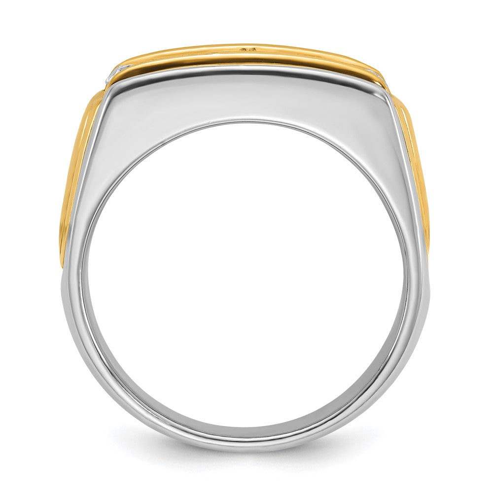 14ktt IBGoodman Men's Polished and Grooved 3-Stone Ring Mounting