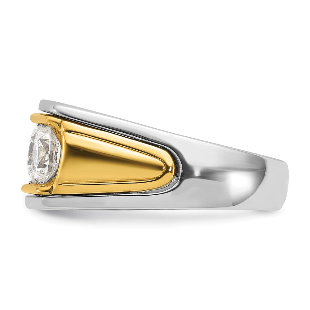 14ktt IBGoodman Men's Polished and Grooved 3-Stone Ring Mounting