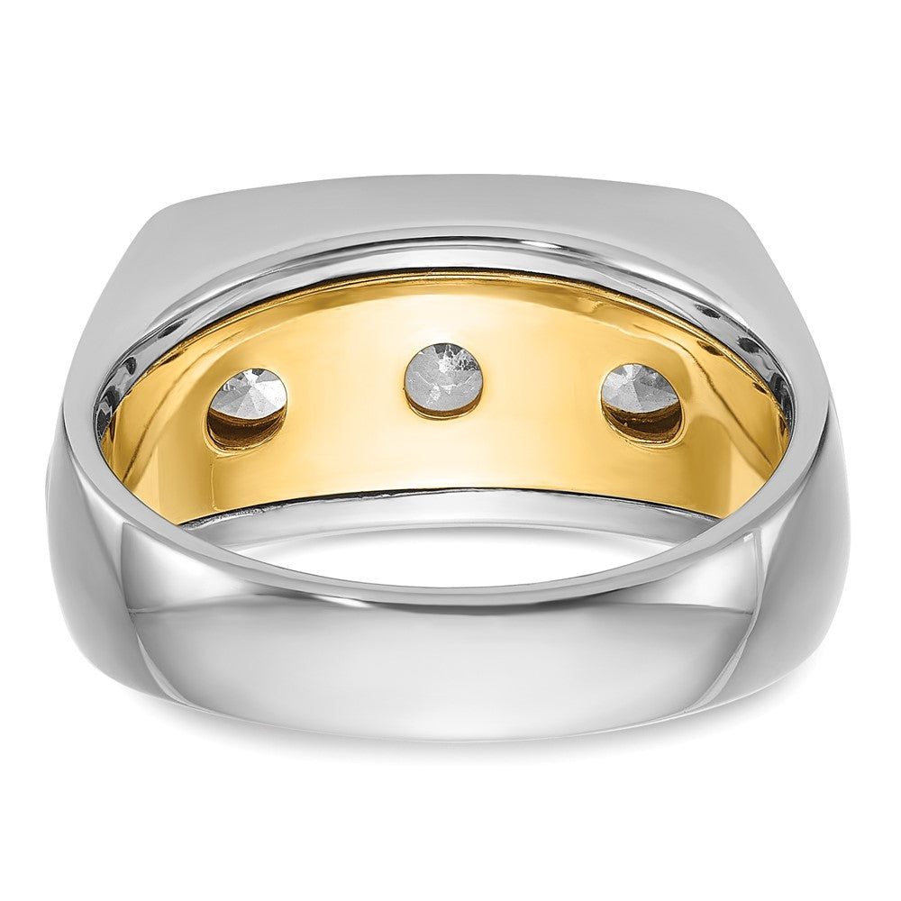 14ktt IBGoodman Men's Polished and Grooved 3-Stone Ring Mounting
