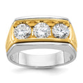 14ktt IBGoodman Men's Polished and Grooved 3-Stone Ring Mounting