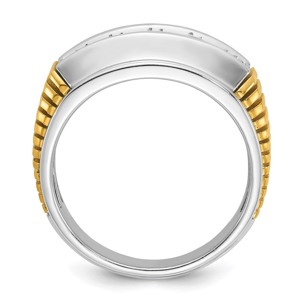 14k Two-tone IBGoodman Men's Polished & Textured 5-Stone Ring Mtg