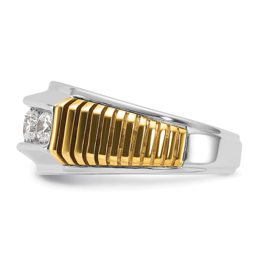 14k Two-tone IBGoodman Men's Polished & Textured 5-Stone Dia Ring