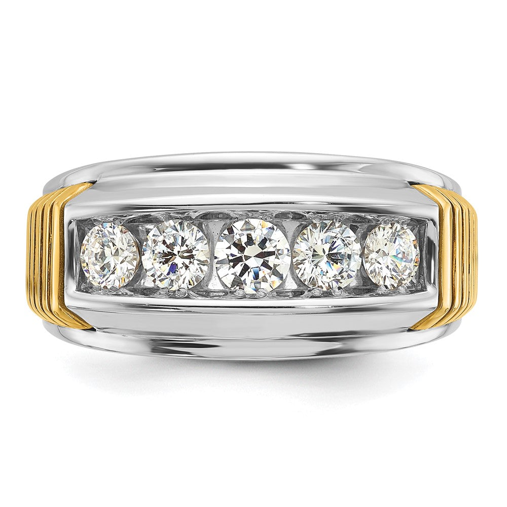 14k Two-tone IBGoodman Men's Polished & Textured 5-Stone Ring Mtg