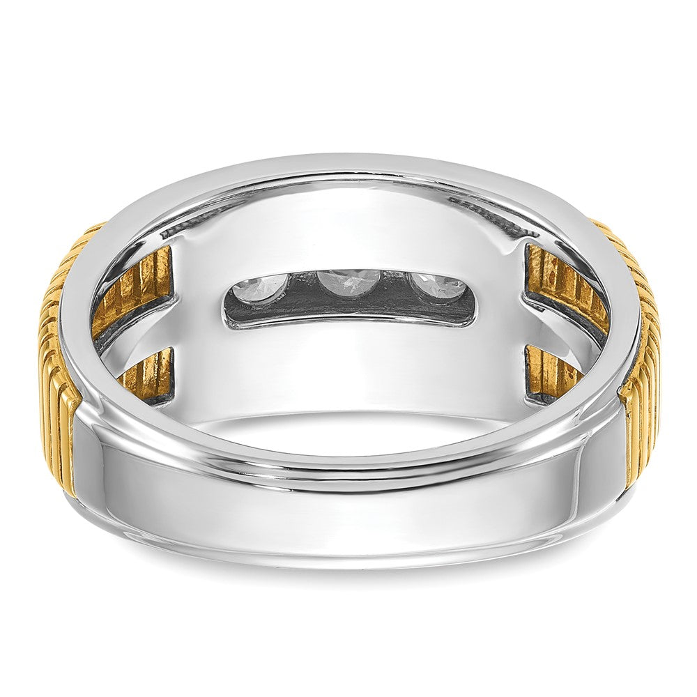 14k Two-tone IBGoodman Men's Polished & Textured 5-Stone Ring Mtg