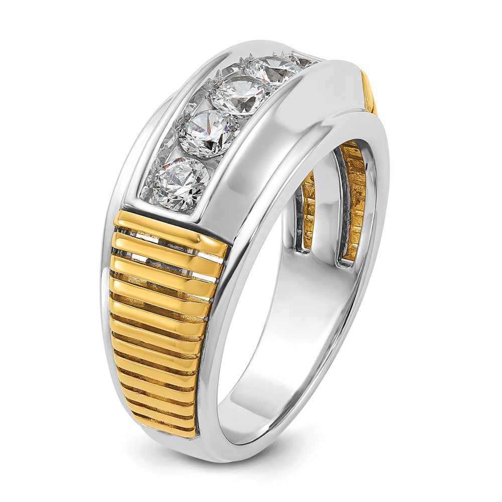 14k Two-tone IBGoodman Men's Polished & Textured 5-Stone Dia Ring