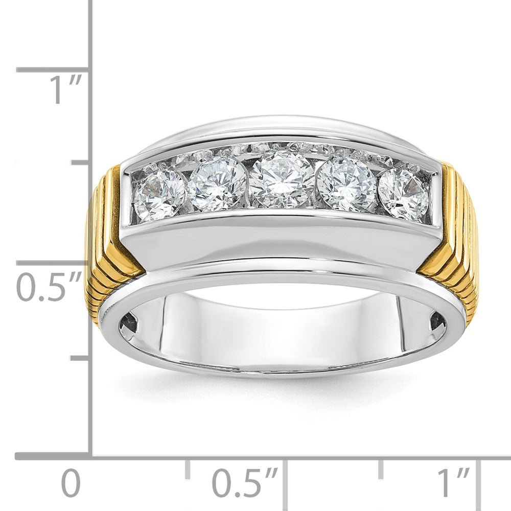 14k Two-tone IBGoodman Men's Polished & Textured 5-Stone Dia Ring