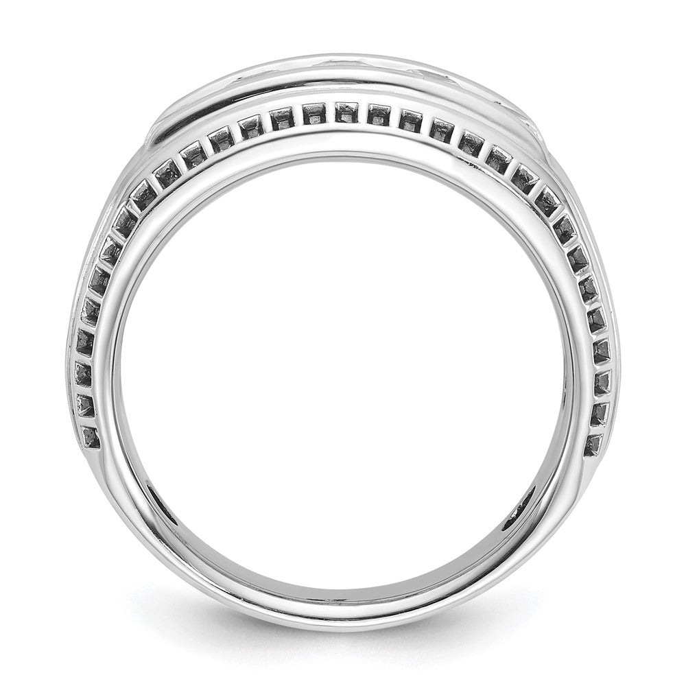 14kw w/Black RH IBGoodman Men's Polished 5-Stone Diamond Ring