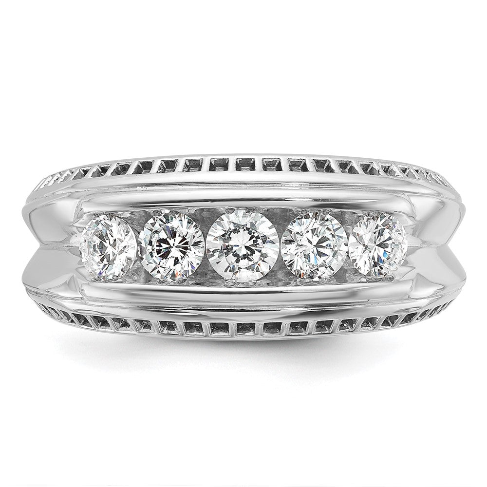 14kw w/Black RH IBGoodman Men's Polished 5-Stone Diamond Ring