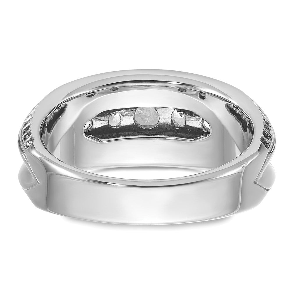 14k White Gold IBGoodman Men's Polished & Textured 5-Stone Ring Mtg