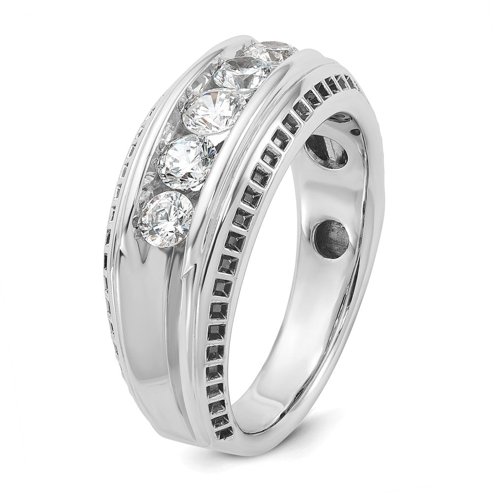 14k White Gold IBGoodman Men's Polished & Textured 5-Stone Ring Mtg