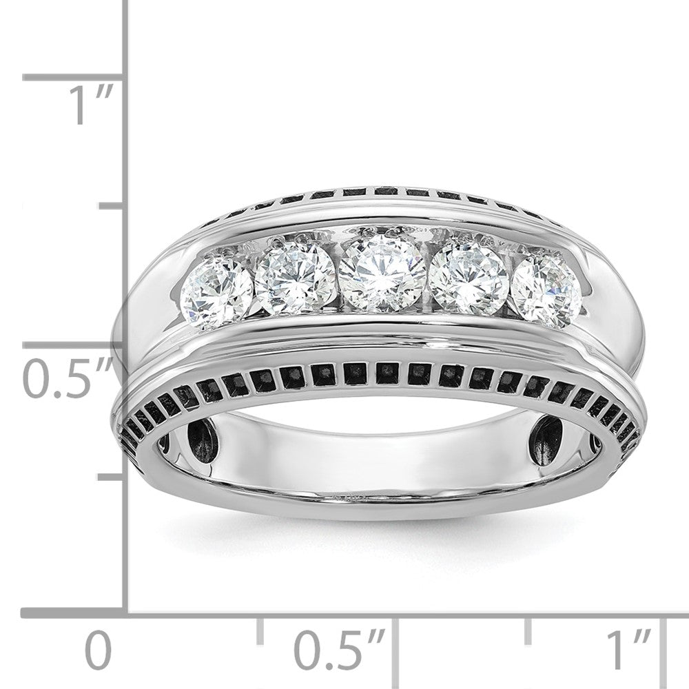 14kw w/Black RH IBGoodman Men's Polished 5-Stone Diamond Ring
