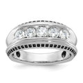 14kw w/Black RH IBGoodman Men's Polished 5-Stone Diamond Ring