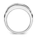 14k White Gold IBGoodman Men's Polished Satin & Grooved Ring Mtg