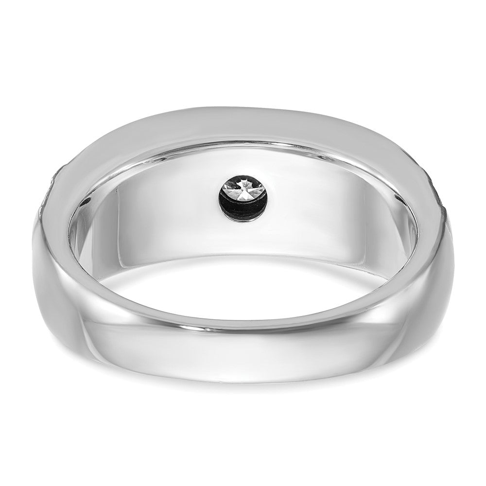 14kw w/ Blk Rhodium IBGoodman Polished Satin & Grooved Diamond Ring