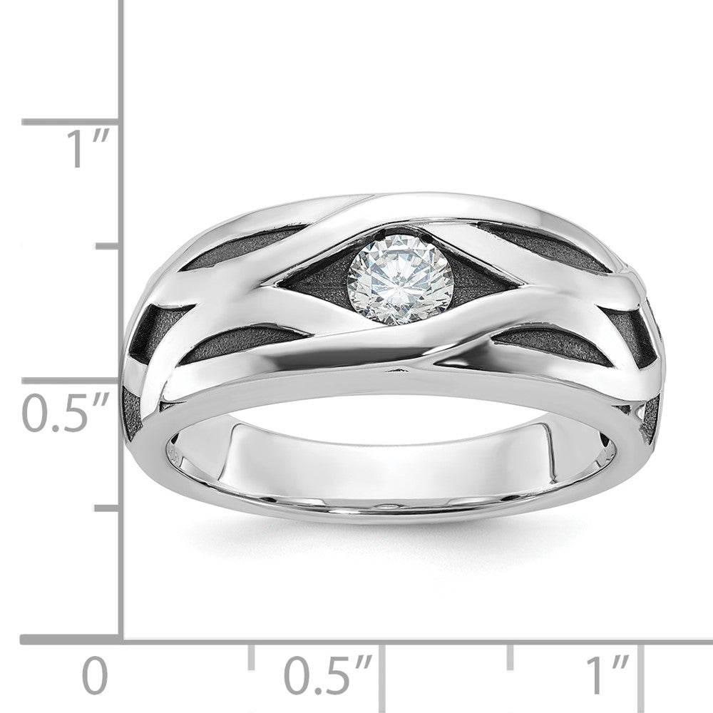 14kw w/ Blk Rhodium IBGoodman Polished Satin & Grooved Diamond Ring