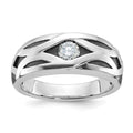 14kw w/ Blk Rhodium IBGoodman Polished Satin & Grooved Diamond Ring