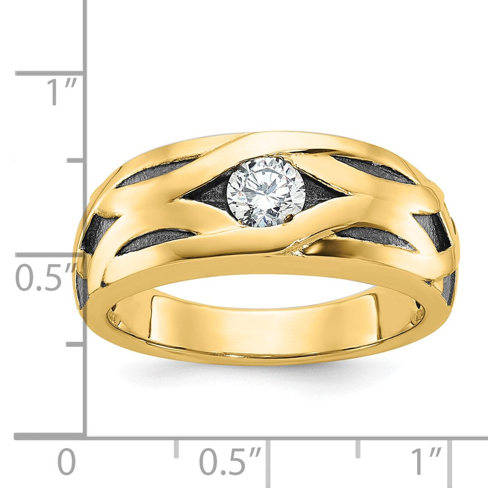 14k IBGoodman Men's Polished Satin and Grooved Ring Mounting