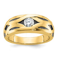 14k w/ Blk Rhodium IBGoodman Polished Satin & Grooved Diamond Ring