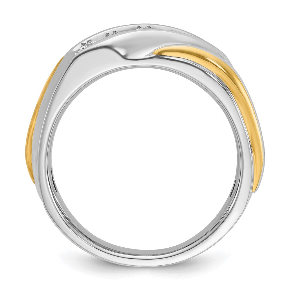 14ktt IBGoodman Men's Polished and Grooved 5-Stone Diamond Ring