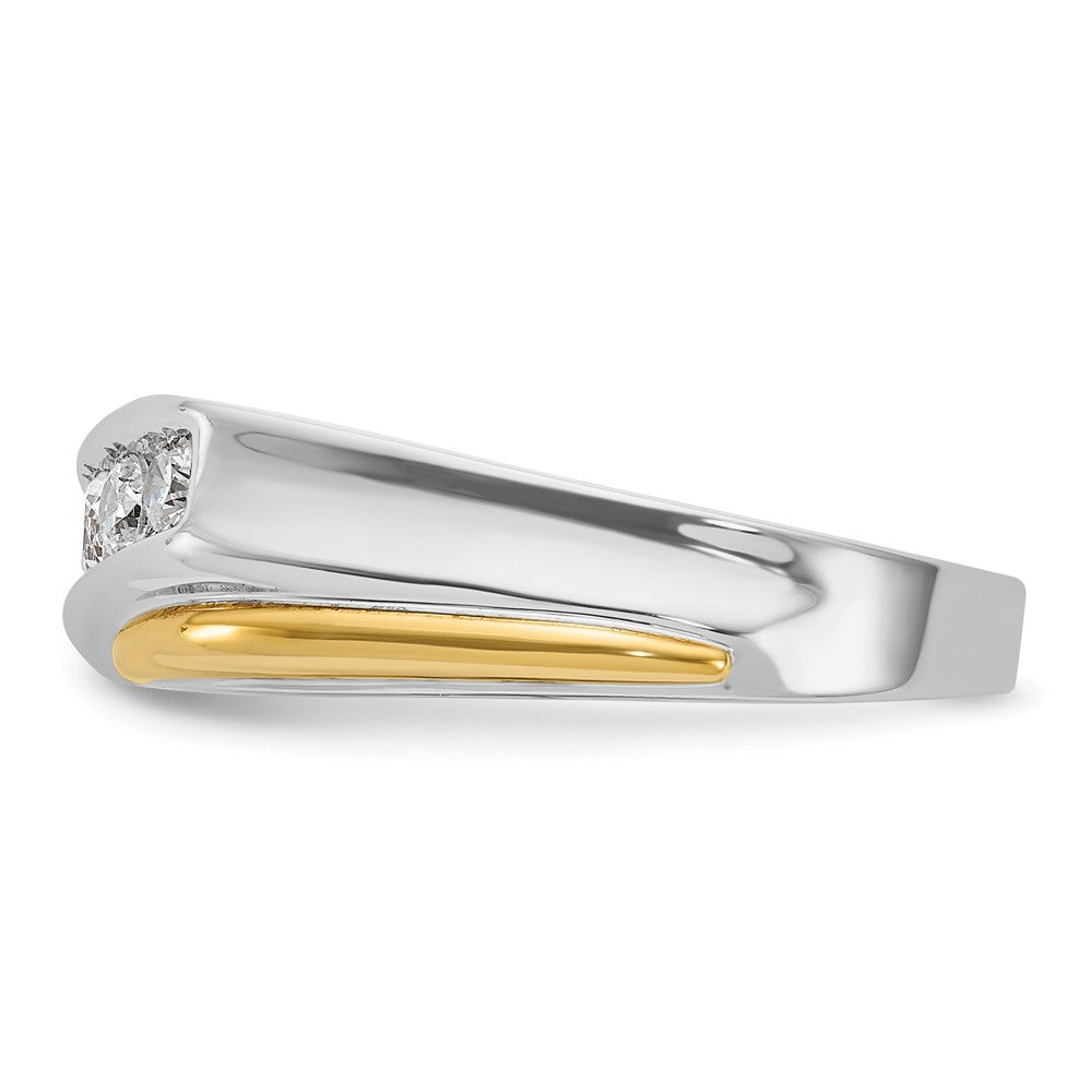 14k Two-tone IBGoodman Men's Polished & Grooved 5-Stone Ring Mtg