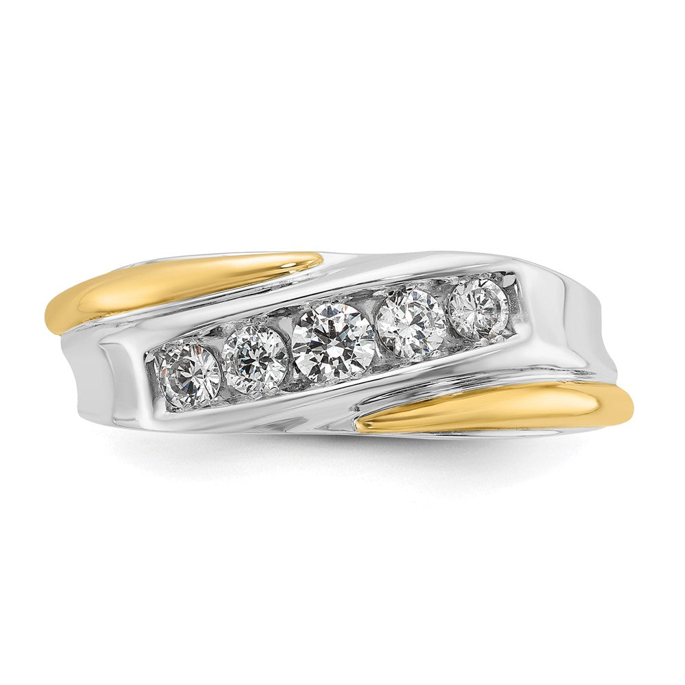 14k Two-tone IBGoodman Men's Polished & Grooved 5-Stone Ring Mtg