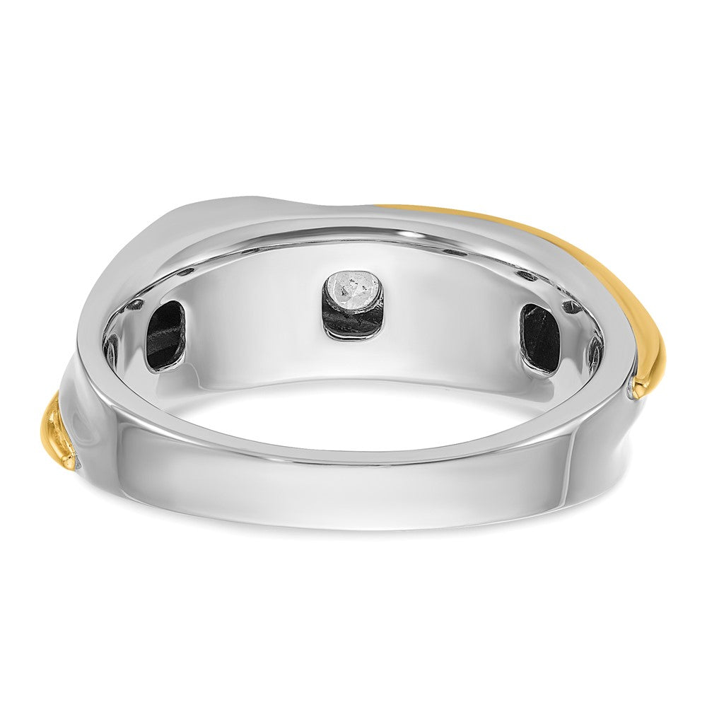 14ktt IBGoodman Men's Polished and Grooved 5-Stone Diamond Ring