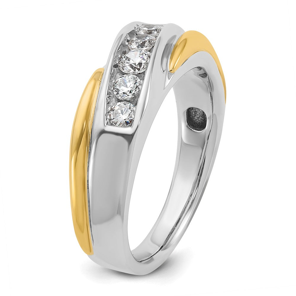 14ktt IBGoodman Men's Polished and Grooved 5-Stone Diamond Ring