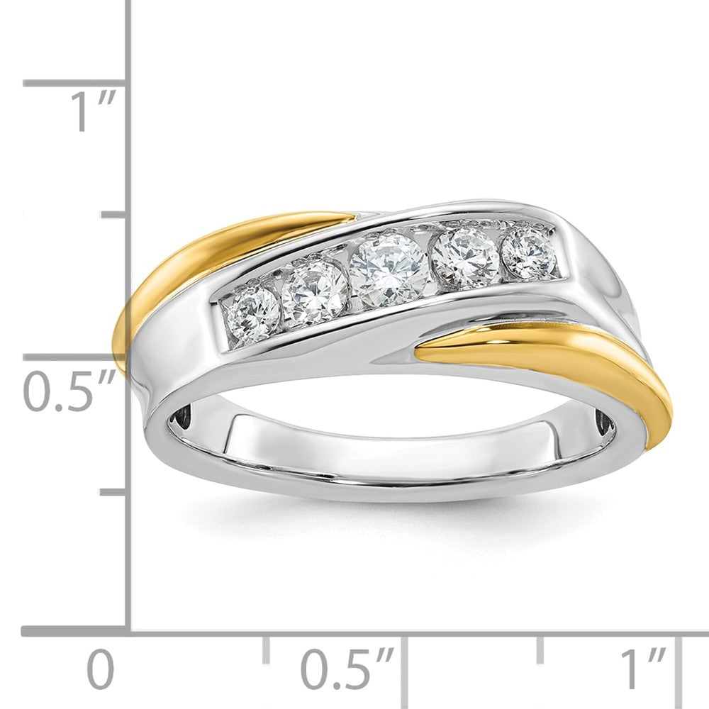 14k Two-tone IBGoodman Men's Polished & Grooved 5-Stone Ring Mtg