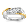 14k Two-tone IBGoodman Men's Polished & Grooved 5-Stone Ring Mtg