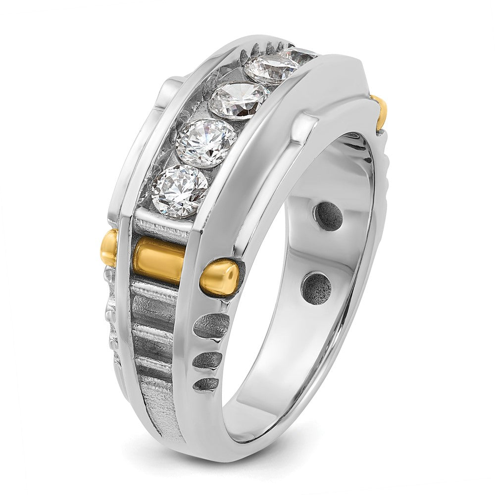 14ktt IBGoodman Men's Polished & Textured 5-Stone Diamond Ring