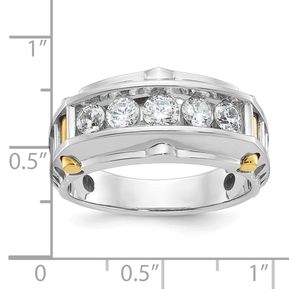 14ktt IBGoodman Men's Polished & Textured 5-Stone Diamond Ring